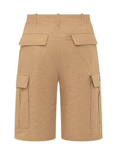 Shop Kenzo Cargo Workwear Shorts With Logo In Brown