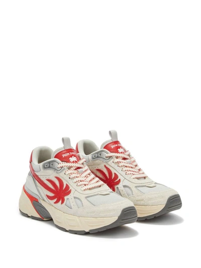 Shop Palm Angels The Palm Runner Sneakers In Beige Red