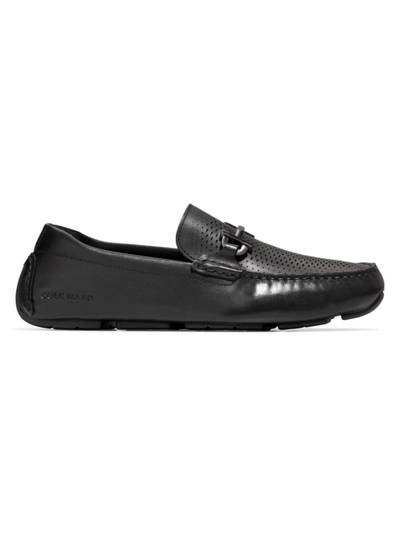 Shop Cole Haan Men's Grand Laser Leather Loafers In Black