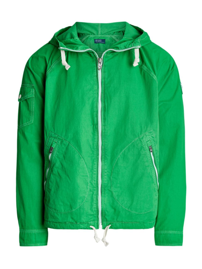 Shop Polo Ralph Lauren Men's Hooded Twill Bomber Jacket In Preppy Green
