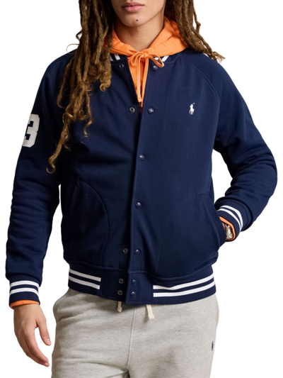 Shop Polo Ralph Lauren Men's Cotton-blend Baseball Jacket In Newport Navy