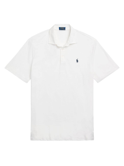 Shop Polo Ralph Lauren Men's Cotton & Linen-blend Polo Shirt In White