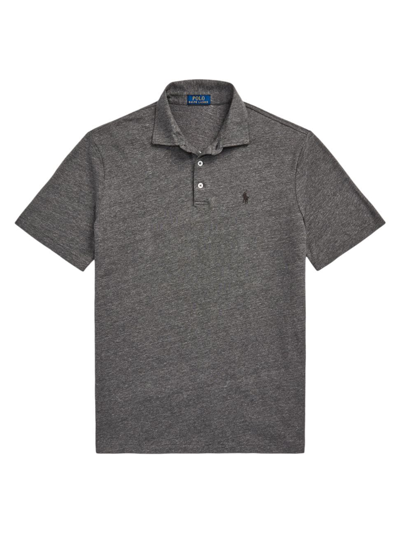 Shop Polo Ralph Lauren Men's Cotton & Linen-blend Polo Shirt In Stadium Grey Heather