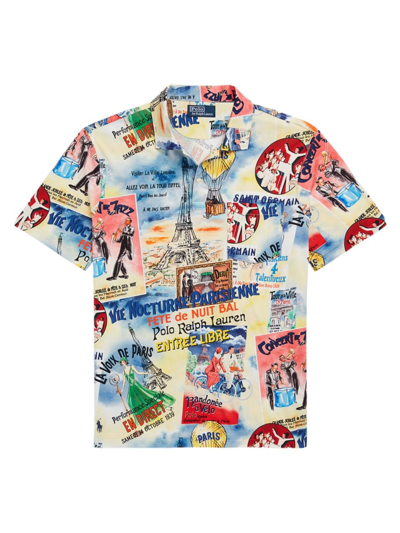 Shop Polo Ralph Lauren Men's Graphic Cotton Polo Shirt In City Of Lights Poster