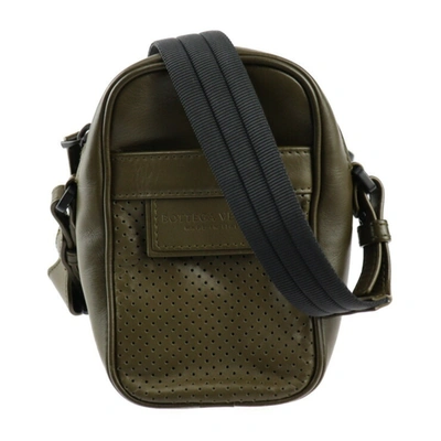 Shop Bottega Veneta Leggero Khaki Leather Shoulder Bag ()