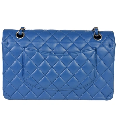 Pre-owned Chanel Double Flap Blue Leather Shoulder Bag ()