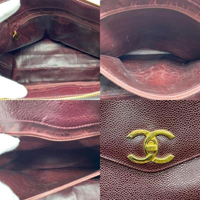 Pre-owned Chanel Logo Cc Burgundy Leather Shoulder Bag ()