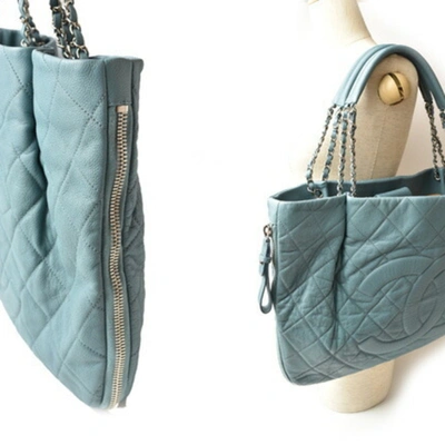 Pre-owned Chanel Shopping Blue Leather Tote Bag ()