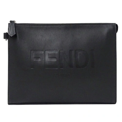 Shop Fendi Black Leather Clutch Bag ()