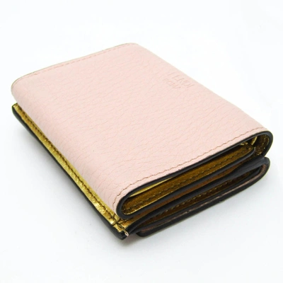 Shop Fendi Peekaboo Pink Leather Wallet  ()