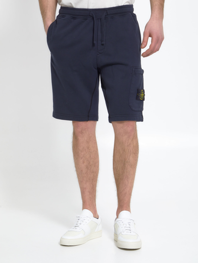 Shop Stone Island Cotton Bermuda Shorts In Blue