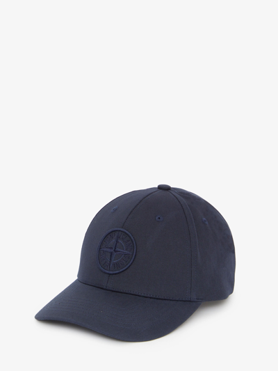 Shop Stone Island Baseball Cap With Logo In Blue