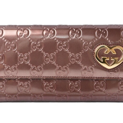 Shop Gucci Burgundy Patent Leather Wallet  ()