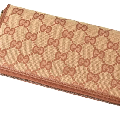 Shop Gucci Continental Beige Canvas Wallet  ()