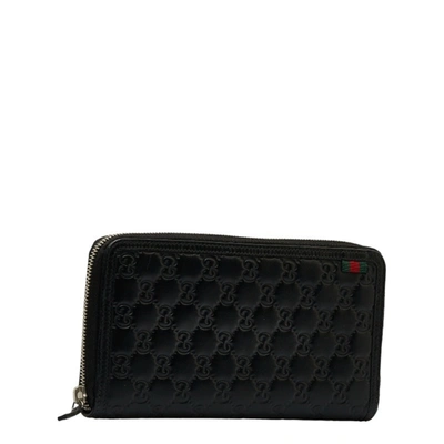 Shop Gucci Signature Treasure Black Leather Wallet  ()
