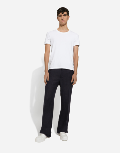 Shop Dolce & Gabbana Linen Pants In グレー