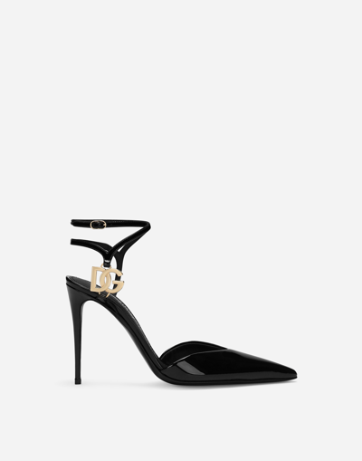 Shop Dolce & Gabbana Patent Leather Slingbacks In Black