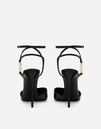 Dolce & Gabbana Patent Leather Slingbacks In Black