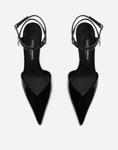 Shop Dolce & Gabbana Patent Leather Slingbacks In Black