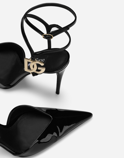 Dolce & Gabbana Patent Leather Slingbacks In Black
