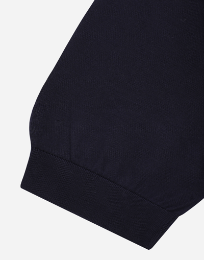 Dolce & Gabbana Logo-embroidered Silk Knitted Top In ブルー