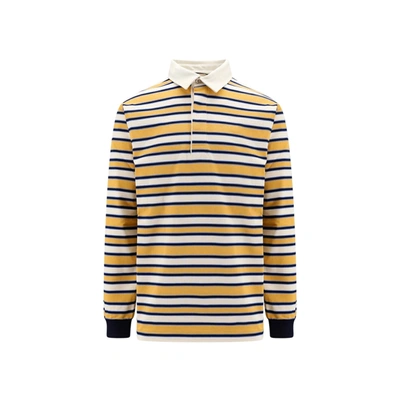 Shop Gucci Striped Polo Shirt In Yellow