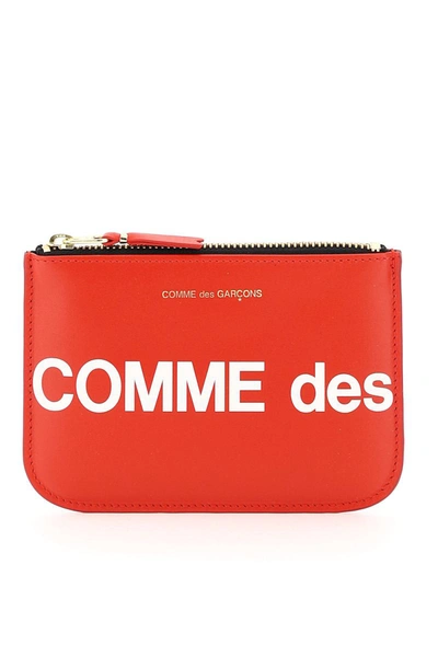 Shop Comme Des Garçons Comme Des Garcons Wallet Huge Logo Pouch In Red