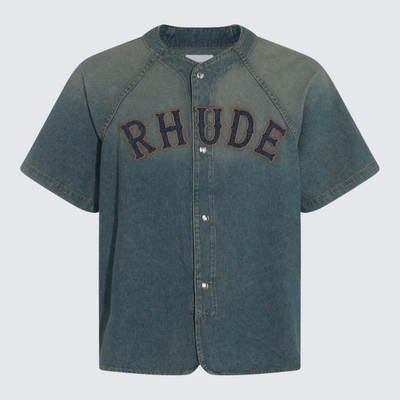Shop Rhude Blue Cotton Denim Jacket
