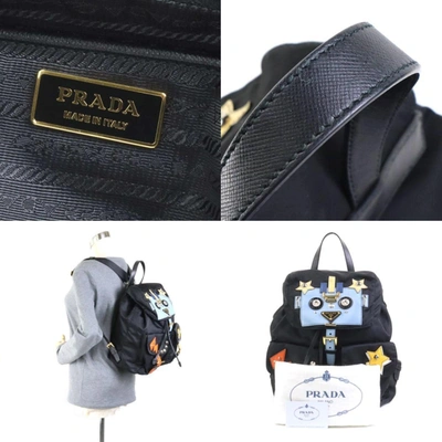 Shop Prada Robot Black Synthetic Backpack Bag ()