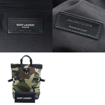 Shop Saint Laurent Rivington Khaki Canvas Backpack Bag ()