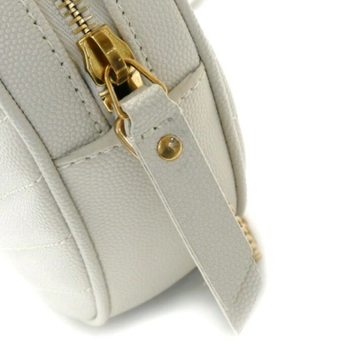 Shop Saint Laurent Vinyle White Leather Shoulder Bag ()