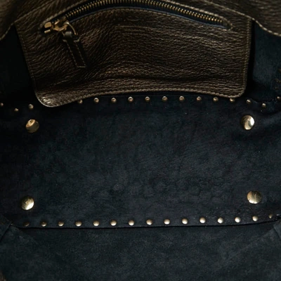 Shop Valentino Garavani Rockstud Brown Leather Tote Bag ()