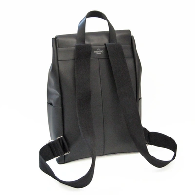 Shop Valentino Garavani Vltn Black Leather Backpack Bag ()