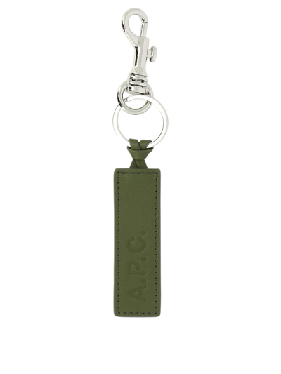 Shop Apc A.p.c. Logo Embossed Key Chain In Green