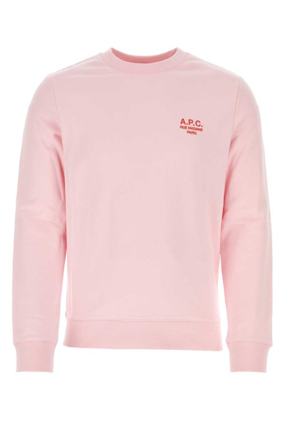 Shop Apc A.p.c. Logo Printed Crewneck Sweatshirt In Pink