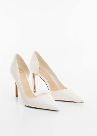 Shop Mango Asymmetrical Heeled Shoes White In Blanc