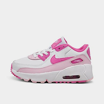 Shop Nike Girls' Toddler Air Max 90 Casual Shoes In White/playful Pink/pink Foam