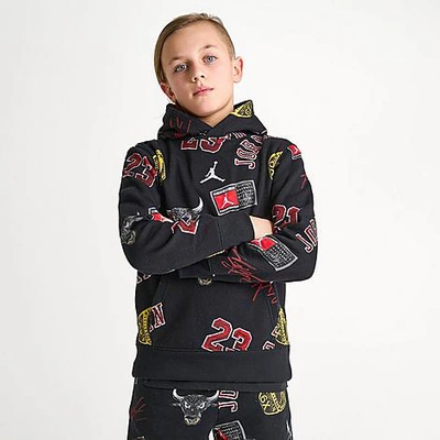 Shop Nike Jordan Boys' Allover Print Pullover Hoodie In Black