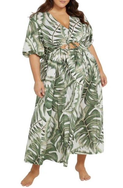 Shop Artesands Deliciosa Alcedo Cutout Cover-up Dress In Green White
