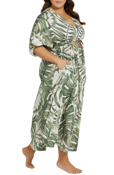 Shop Artesands Deliciosa Alcedo Cutout Cover-up Dress In Green White