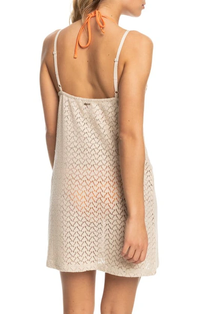 Shop Roxy Love On The Weekend Sheer Cover-up Dress In Tapioca