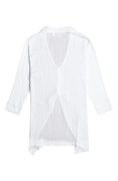 Shop Roxy Sun & Limonade Ruched Long Sleeve Cover-up Dress In Bright White
