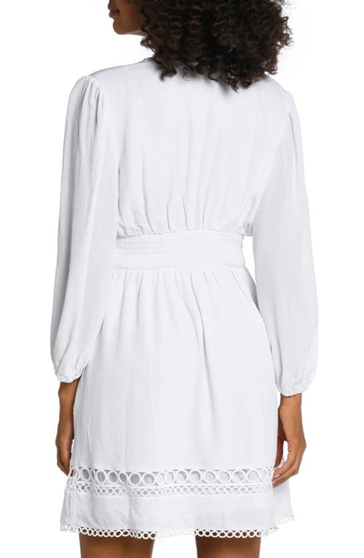Shop La Blanca Illusion Long Sleeve Cover-up Dress In White