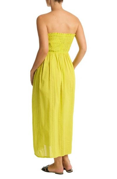 Shop Sea Level Heatwave Strapless Cotton Cover-up Dress In Citron