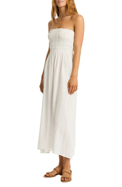 Shop Sea Level Heatwave Strapless Cotton Cover-up Dress In White