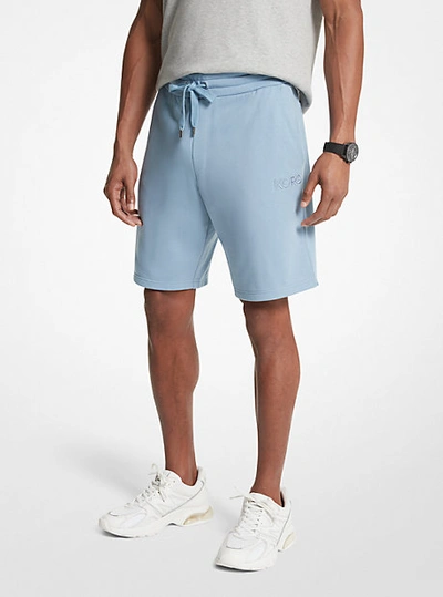 Shop Michael Kors French Terry Cotton Blend Shorts In Blue