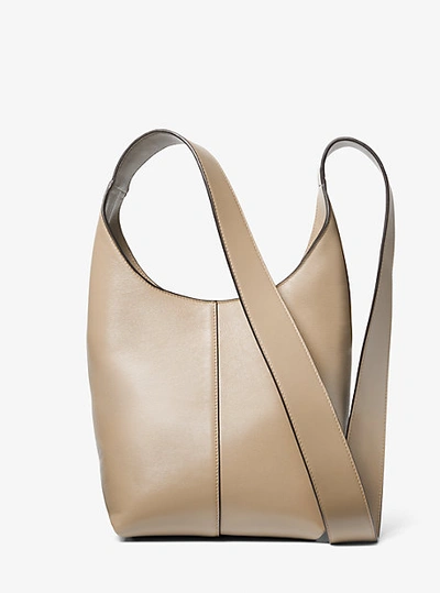 Shop Michael Kors Dede Mini Leather Hobo Bag In Natural