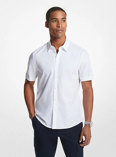 Shop Michael Kors Slim-fit Stretch Cotton Shirt In White