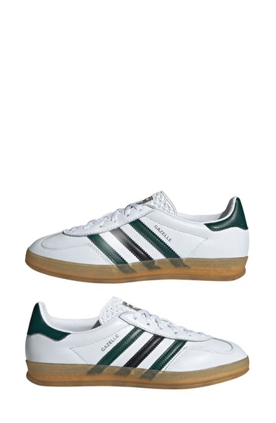 Shop Adidas Originals Gazelle Indoor Sneaker In White/ Green/ Black