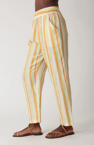 Shop Electric & Rose Weekend Stripe Linen Pants In Tangerine/ Lime